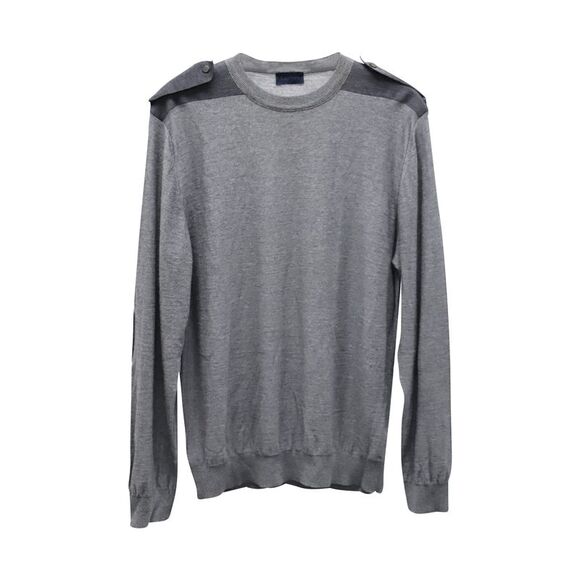 Lanvin Sweater with Epaulettes in Grey Merino Wool